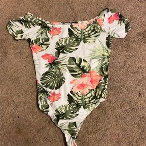 Floral off the shoulder body suit